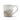 A ceramic mug with a cream-colored body and beige handle, featuring a black and white illustration of Winnie the Pooh characters on the side.