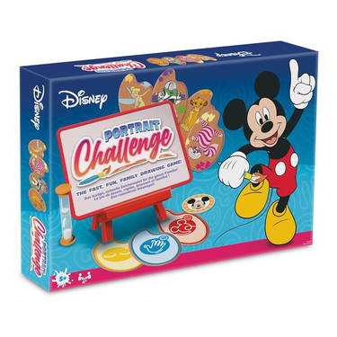 Disney Portrait Challenge game box with Mickey Mouse on a blue background