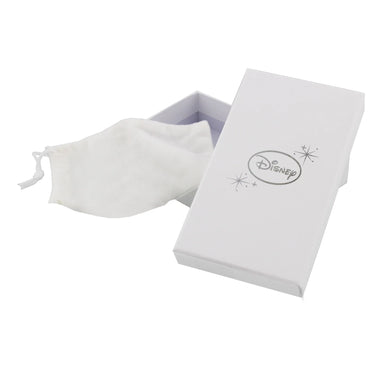 White jewelry box with a drawstring pouch inside, featuring the Disney logo.