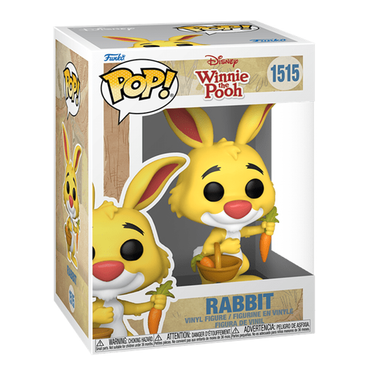 A vinyl figure of the character Rabbit from Winnie the Pooh, holding a basket of carrots, packaged in a Funko Pop! box.