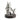 Metallic sculpture of a bear and a mouse on a wooden base against a white background