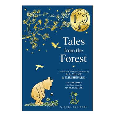 Book cover of 'Tales from the Forest' with illustrations of a bear and a fox on a blue background.