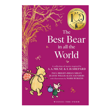 Book cover of 'The Best Bear in all the World' with a purple background and Winnie the Pooh illustration.