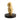 Gold bear figurine on a dark base with a white background