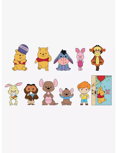 Illustrations of Winnie the Pooh and friends on a white background