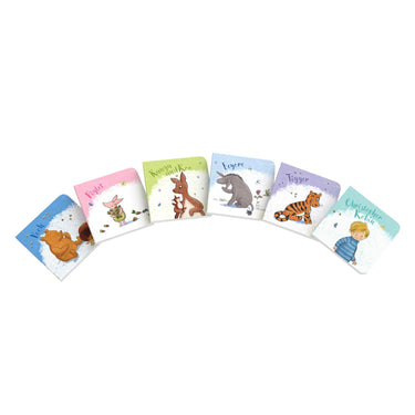 Set of small children's books with colorful covers and animal illustrations on a white background