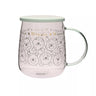 Winnie the Pooh glass mug with a lid on a white background