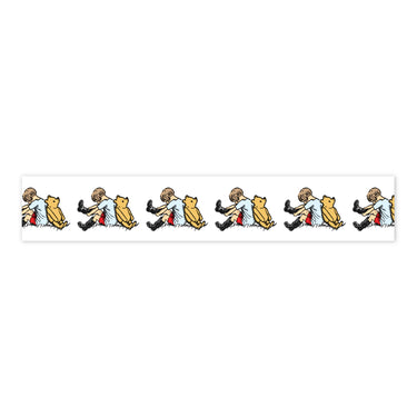 Strip of cartoon bears in a row on a white background