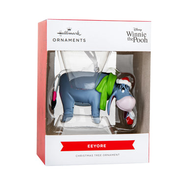 Eeyore Christmas tree ornament in packaging with Hallmark and Disney Winnie the Pooh branding.
