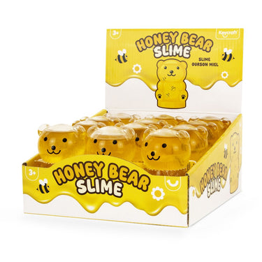Display box of Honey Bear Slime with yellow packaging and bear-shaped containers.