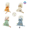 Four plush toys on cards with 'Hundred Acre Wood' branding on a white background