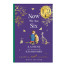 Book cover of 'Now We Are Six' by A.A. Milne with decorations by E.H. Shepard on a purple background.