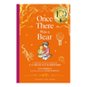 Book cover of 'Once There Was a Bear' with illustration of a child and bear, on an orange background.