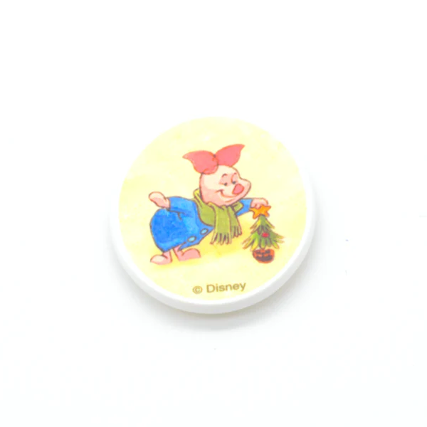 Piglet and Christmas Tree Plastic Badge