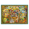 Disney character collage with Mickey Mouse in the center, surrounded by various animated characters, on a decorative gold frame background.
