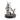 Metallic sculpture of a bear and a mouse on a wooden base against a white background