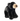 Plush bear toy with black fur and beige nose on a white background