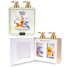 Winnie the Pooh Hand Care Collection by Mad Beauty, featuring a decorative outer box with character illustrations, an open inner gift box with printed poem text, and two pump bottles with gold caps showing the scented products inside.