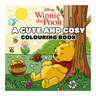 Winnie the Pooh coloring book cover with a bear sitting under a tree, surrounded by flowers and a beehive.