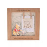 Wooden photo frame with Winnie the Pooh design and text 'It's always an adventure with you' on a white background.