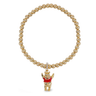Bracelet with a gold charm of Winnie the Pooh on a white background